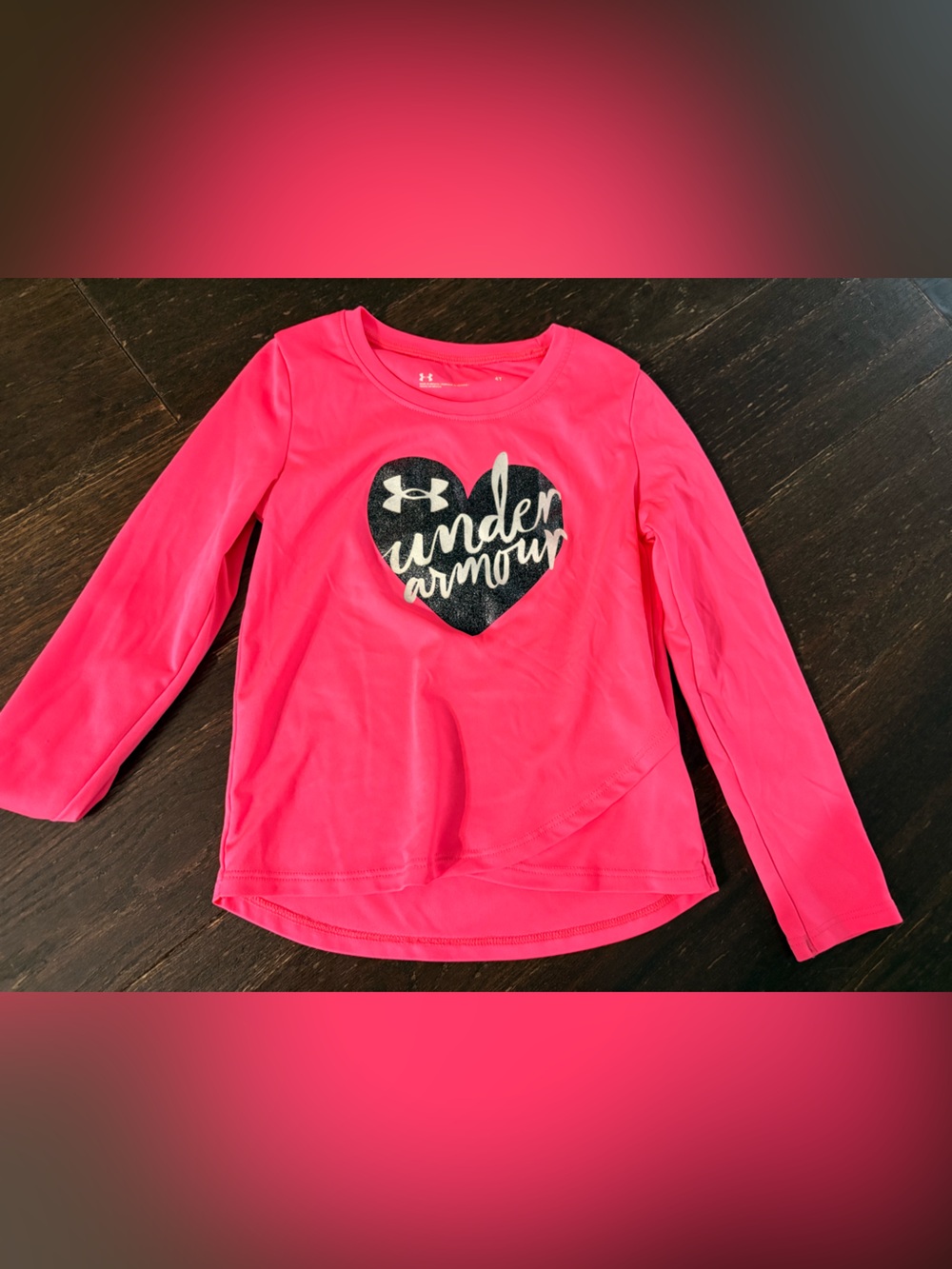Under Armour Neon Pink Heart Graphic Long Sleeve Top